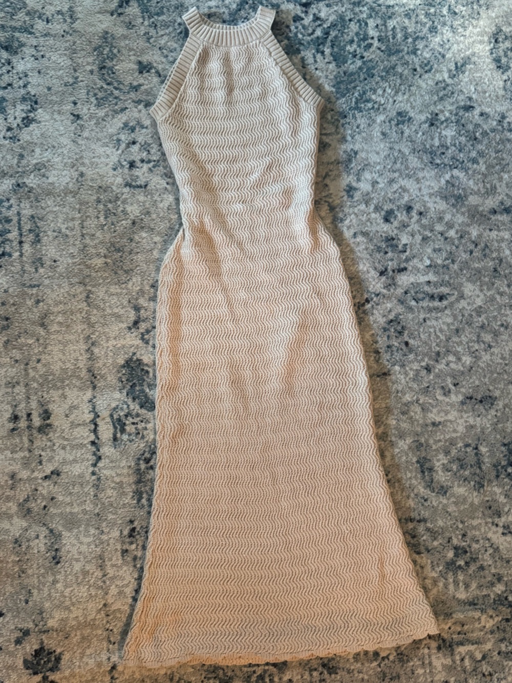 LOFT Beige Knit body con Midi Dress